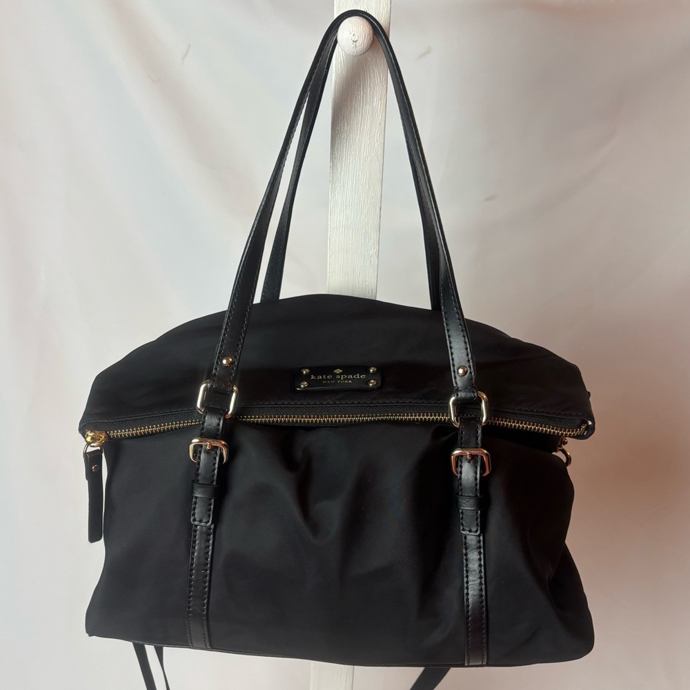 Kate Spade Blake Avenue Lyndon Crossbody Shoulder Bag Purse Black Nylon Logo